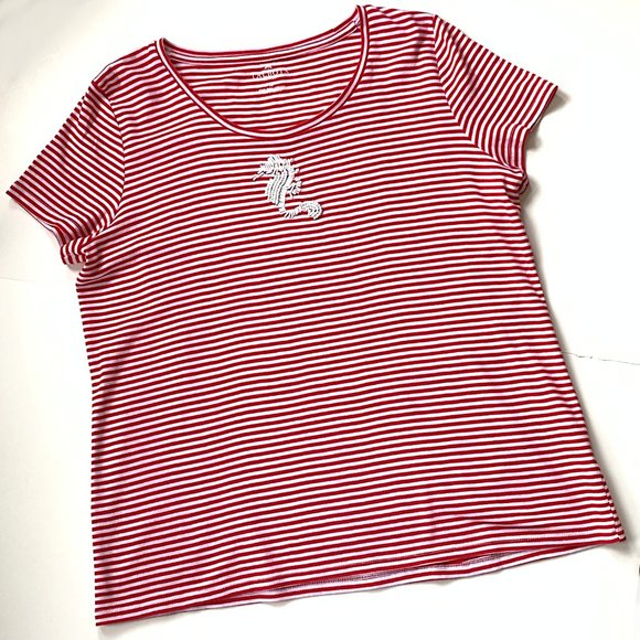 Striped Beaded Seahorse Tee, Talbots like new! - Picture 1 of 4